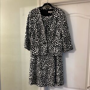Black and White Polka Dot Skirt Suit